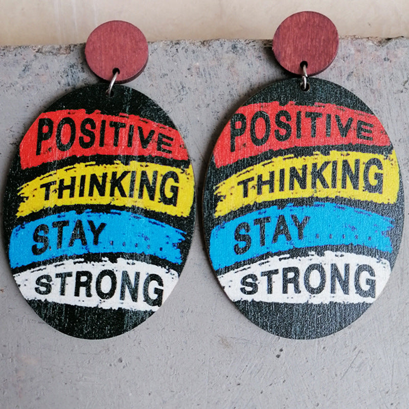 Wholesale Optimistic Inspirational Text Rainbow Nurse Wooden Earrings